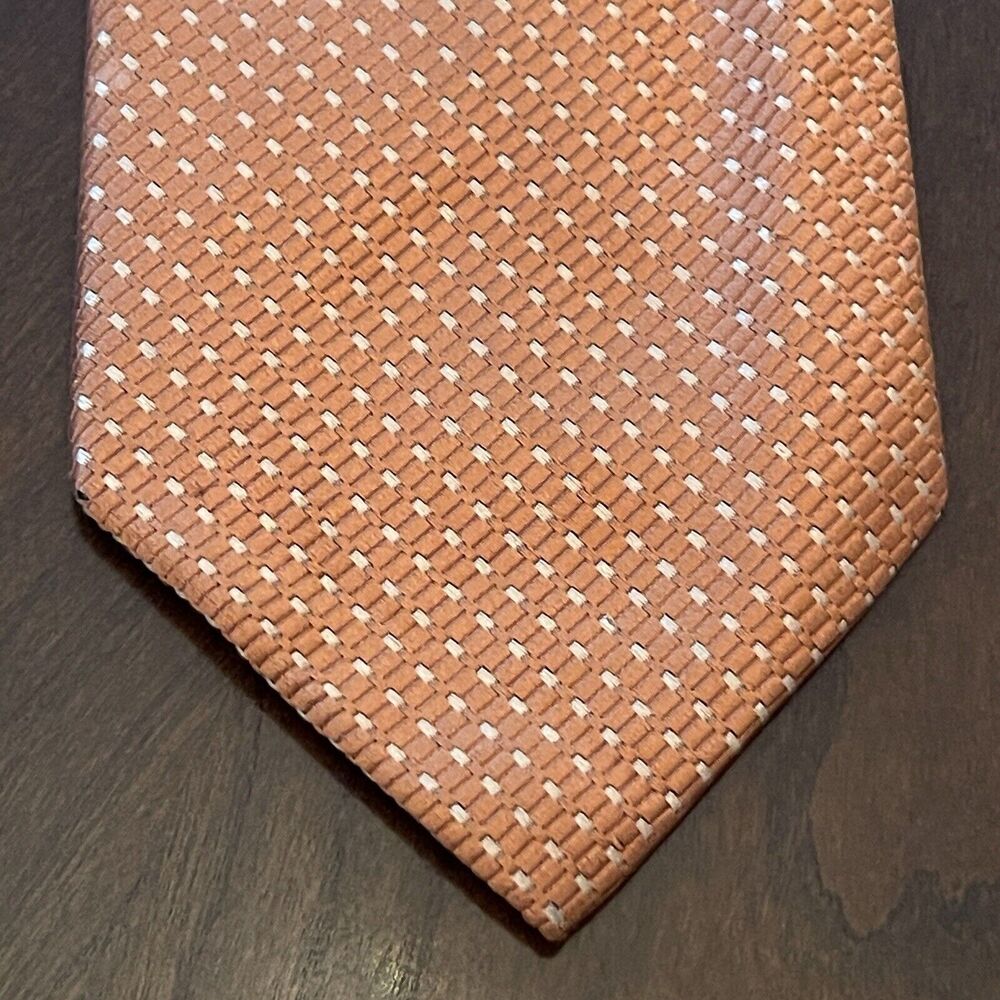 Bresciani Orange 100% Silk Men’s Neck Tie Made In Italy